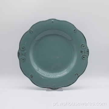 Venda por atacado novo design em relevo conjunto de louças de stoneware